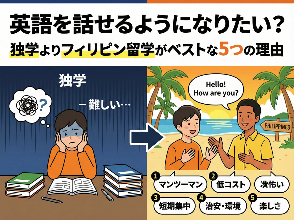 cebu ryugaku｜ 英語を話せるようになりたい？ 独学よりフィリピン留学がベストな5つの理由