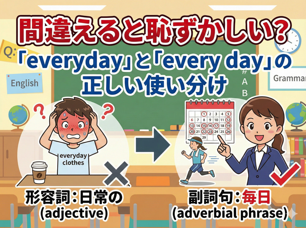 everyday| 間違えると恥ずかしい?「everyday」と「every day」の正しい使い分け