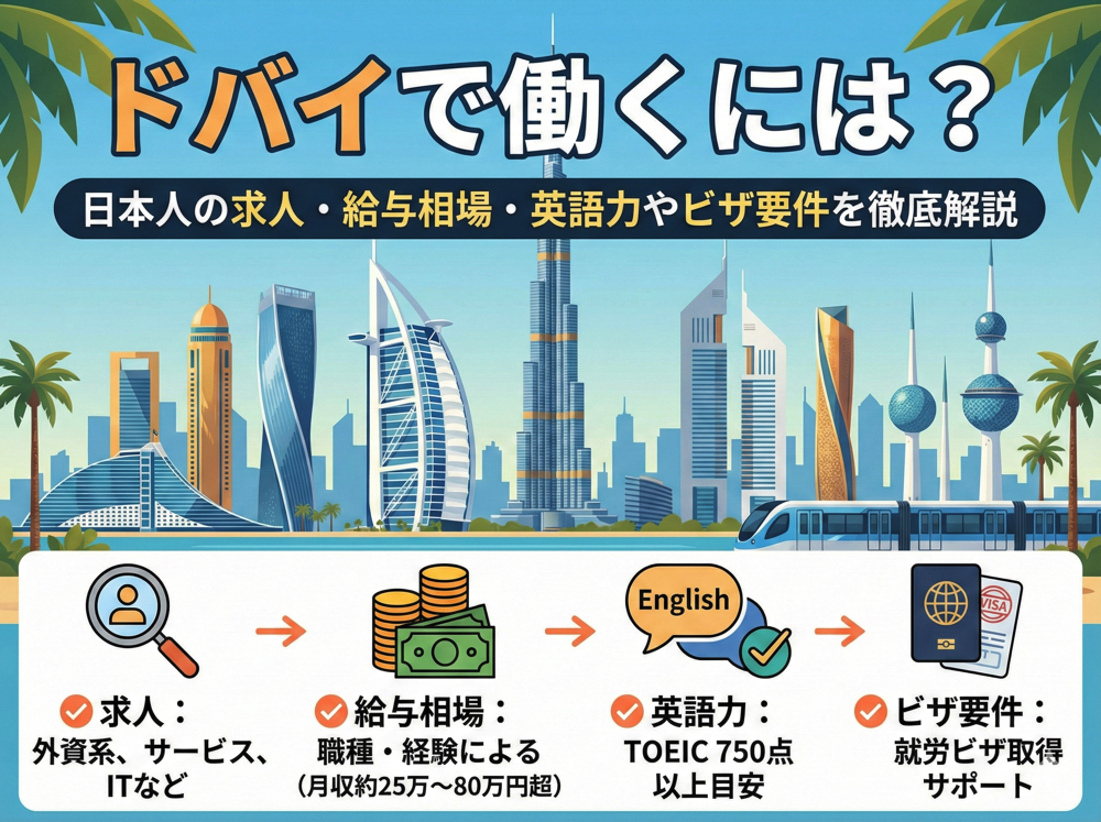 Dubai| ドバイで働くには?日本人の求人・給与相場・英語力やビザ要件を徹底解説