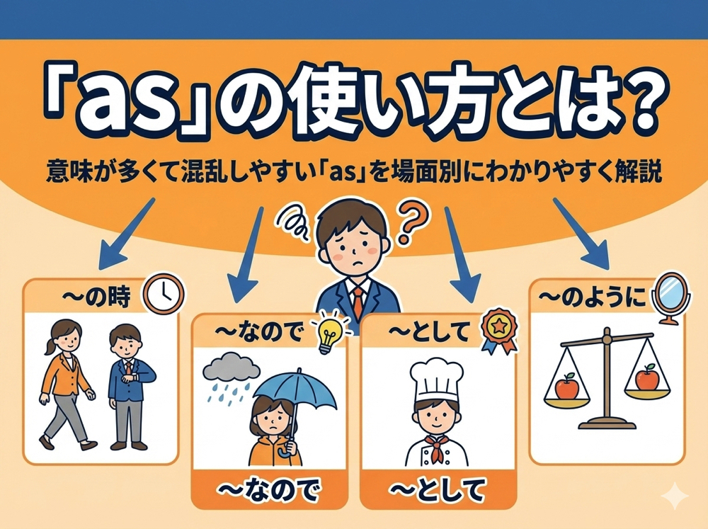 Gemini Generated Image f8oqgaf8oqgaf8oq| 「as」の使い方とは?意味が多くて混乱しやすいasを場面別にわかりやすく解説