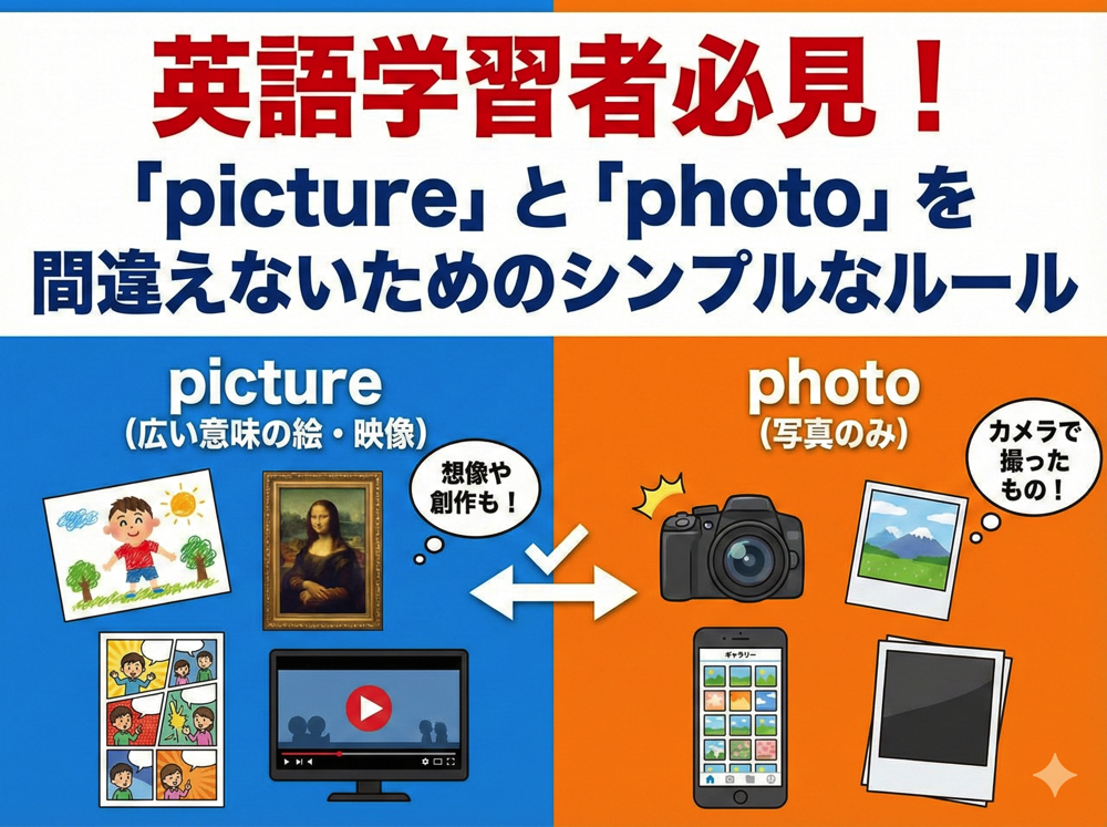 picture| 英語学習者必見:「picture」と「photo」を間違えないためのシンプルなルール