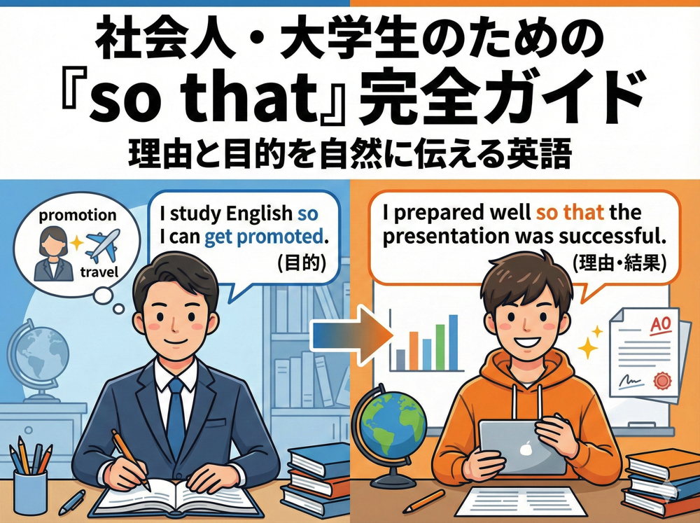 so that｜ 社会人・大学生のための「so that」完全ガイド｜ 理由と目的を自然に伝える英語