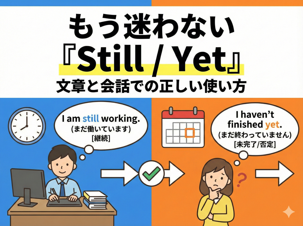 still｜ もう迷わない「Still / Yet」文章と会話での正しい使い方