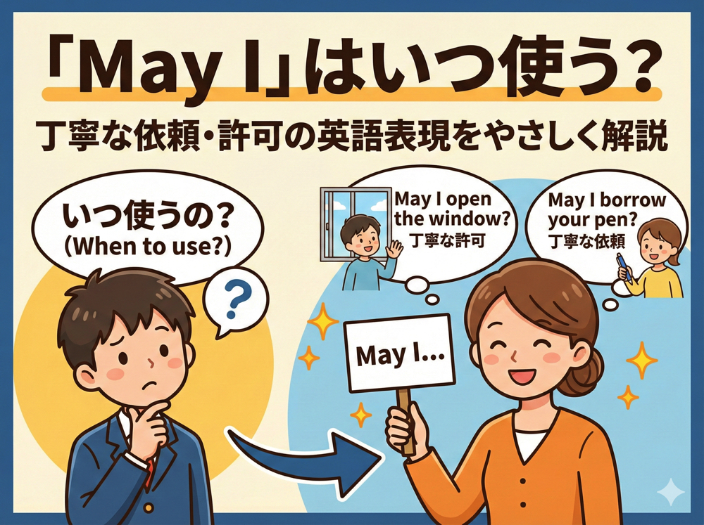 May I｜ 「May I」はいつ使う？｜丁寧な依頼・許可の英語表現をやさしく解説します