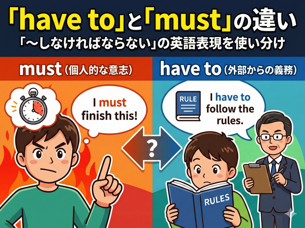 must｜ 「have to」と「must」の違い｜「〜しなければならない」の英語表現を使い分け