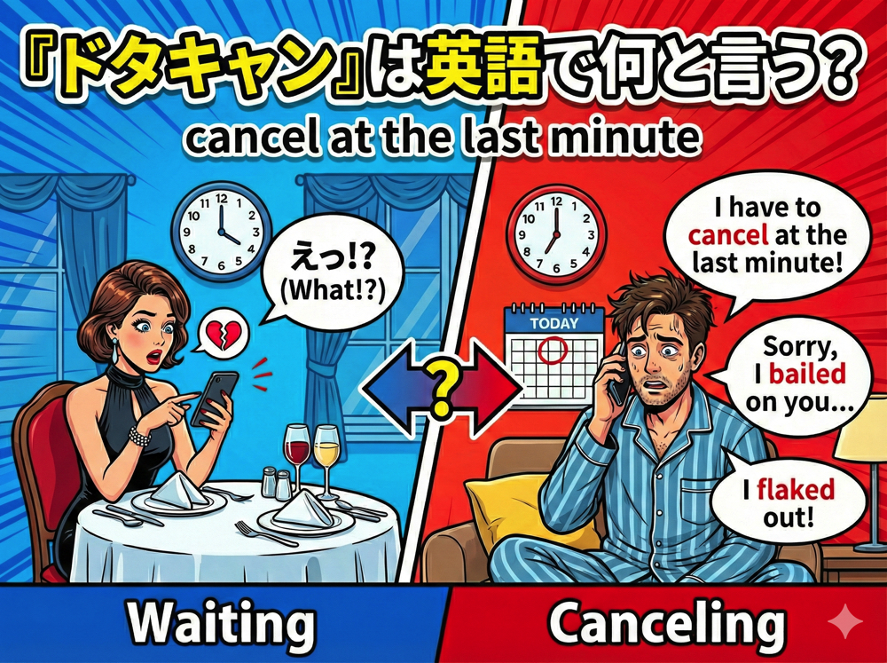 qq2 15 4｜ 「ドタキャン」は英語で何と言う？失礼にならない伝え方と例文を解説