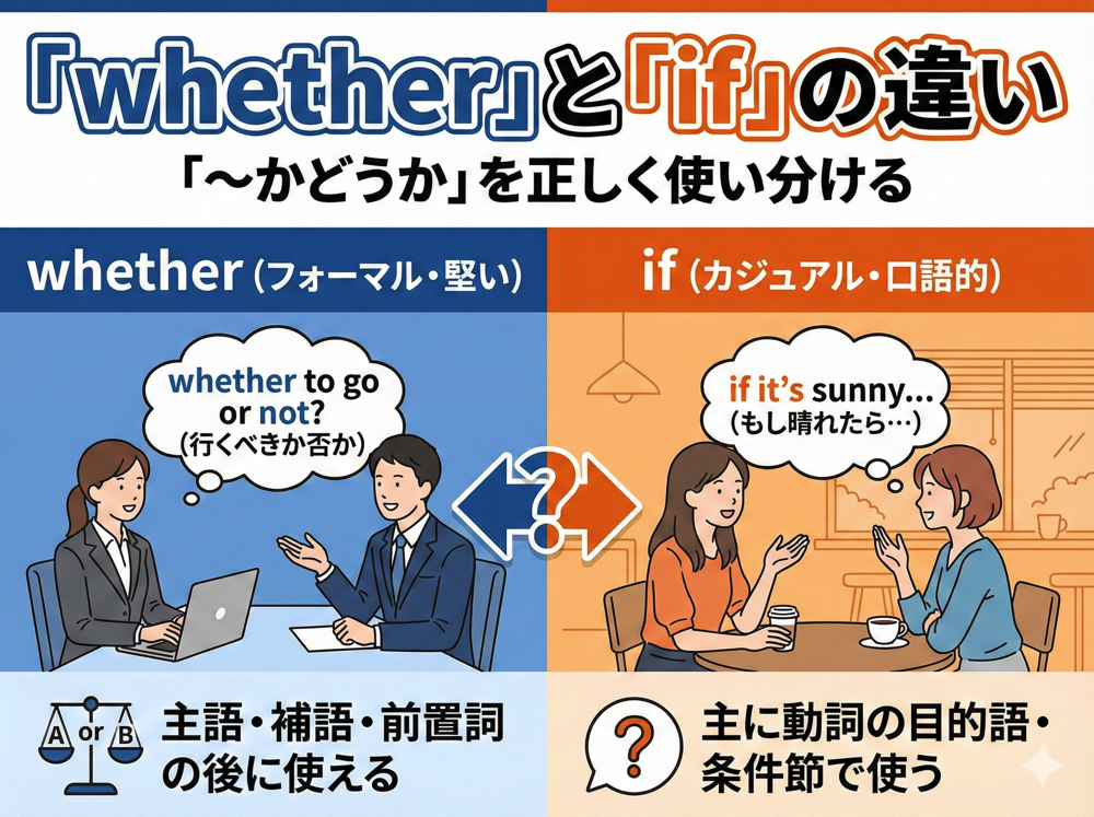 whether｜ 「whether」と「if」の違い｜「〜かどうか」を正しく使い分ける