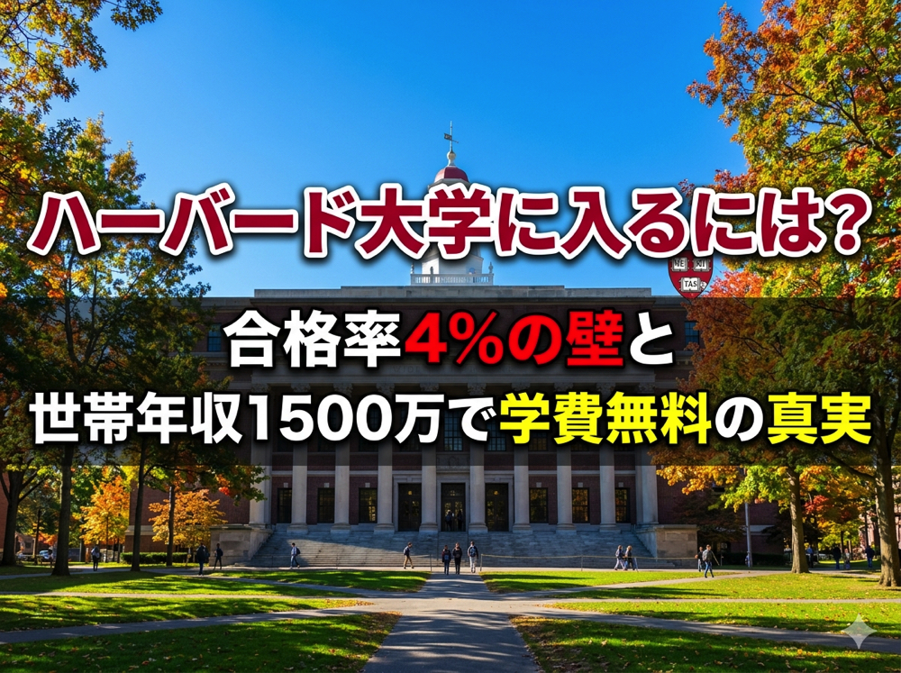 Harvard| ハーバード大学に入るには?合格率4%の壁と世帯年収1500万で学費無料の真実