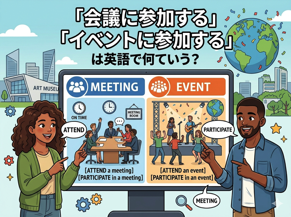attend｜ 「会議に参加する」「イベントに参加する」は英語で？シーン別の使い分けを解説